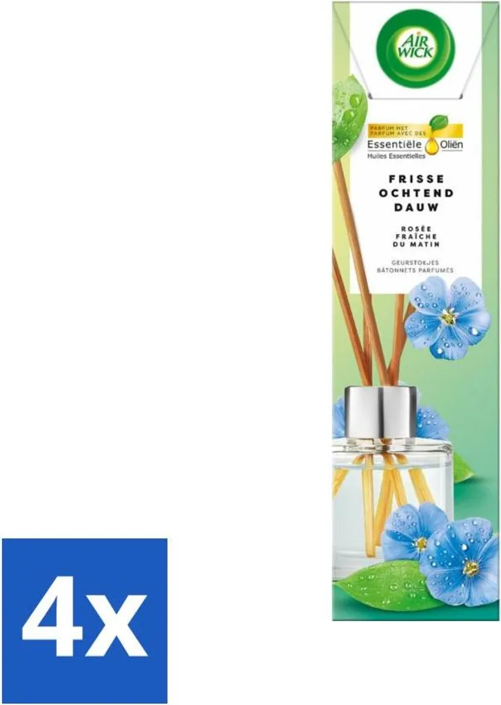 Bâtonnets Air Wick Huiles Essentielles Rosée Fraîche - 4 Diffuseurs 40ml