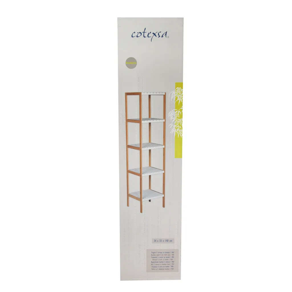 Étagère en bambou gain de place - Solution rangement 5 niveaux maison