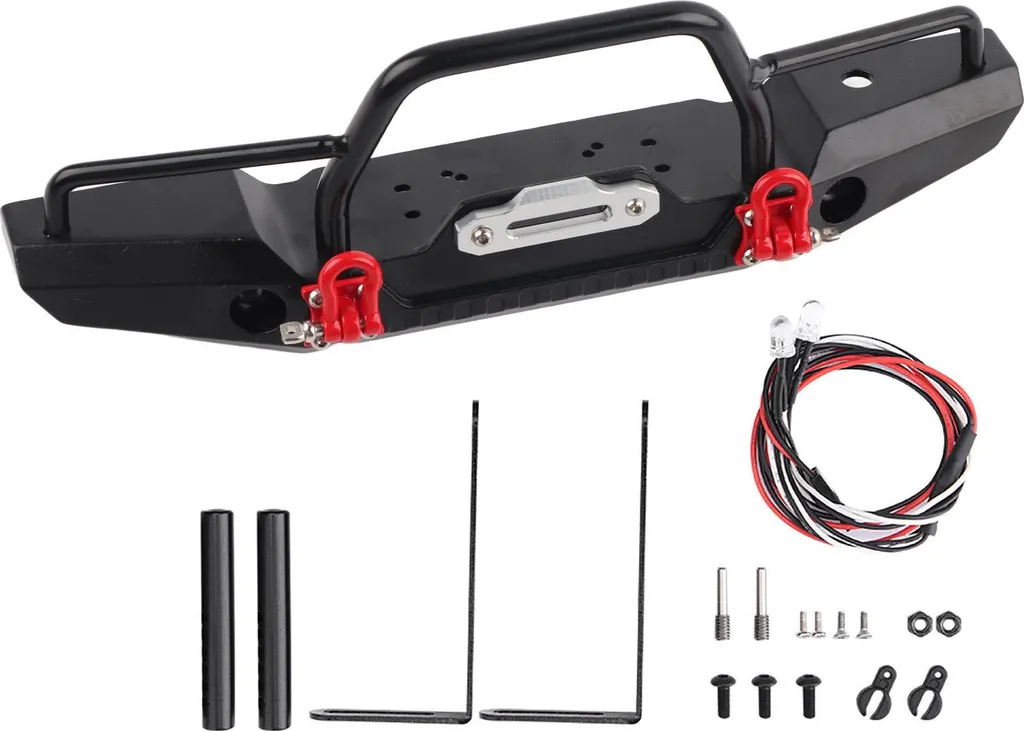 Pare-chocs RC Crawler 1/10 en Acier avec Éclairage LED pour TRX4 et 90046
