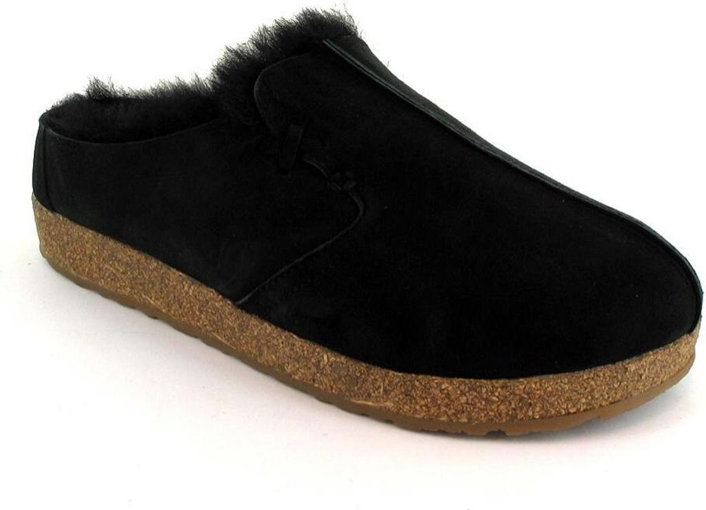 HAFLINGER Lammfell Hausschuh Uni Saskatchewan, schwarz 45