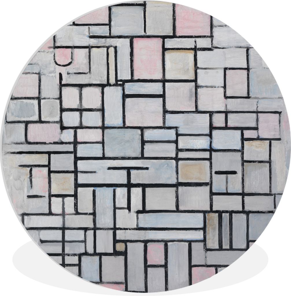 MuchoWow Rundes Wandbild - Runde Bilder Komposition 6 - Piet Mondrian Ø 90 cm Kreis Wanddekoration Kunststoff - Wandkreis - Wandschmuck - Wand-K...