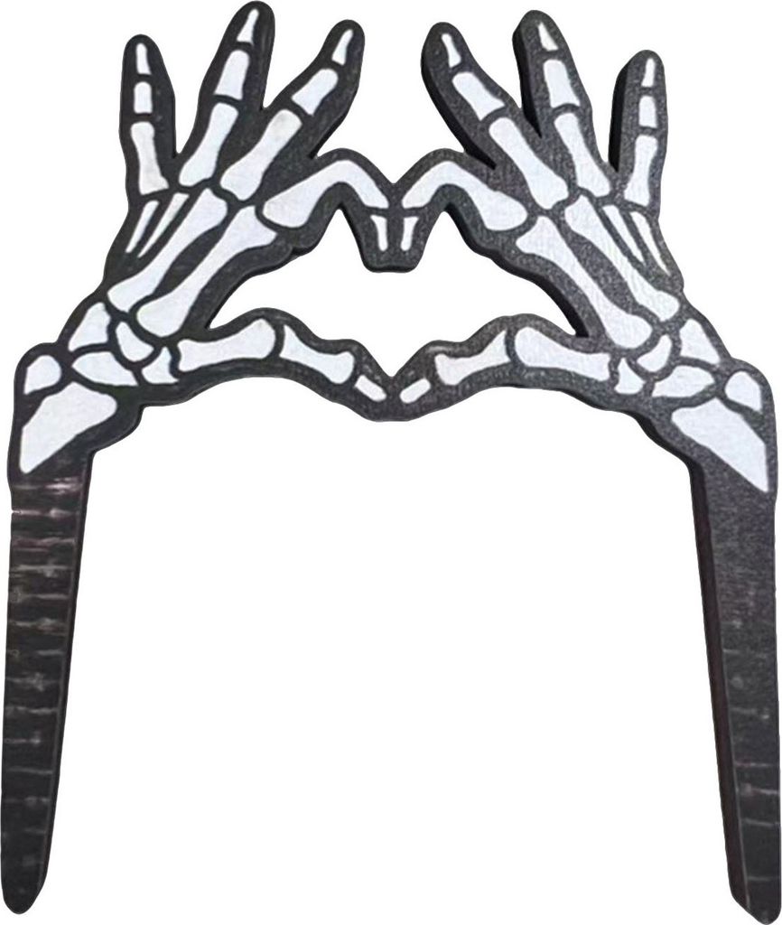 Blumentopfstecker mit Skelett-Liebesgeste, wetterfest, robust, aus Holz, Pflanzenschild, Erdspieß, für drinnen und draußen, Sukkulenten-Übertop...