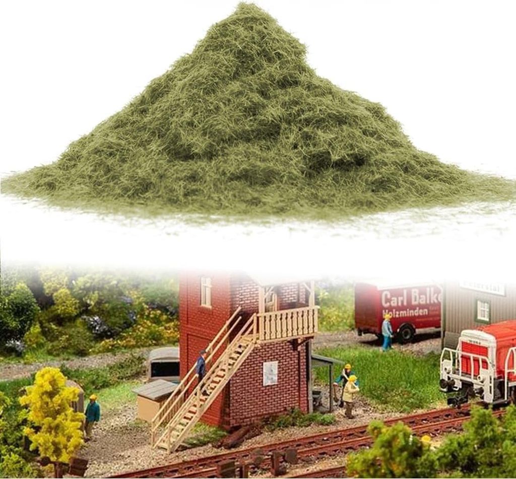 Kunstmosgrasplant für Landschaftsarchitektur auf Modellbahnen - Statisches Gras-Pulver 30 g/Beutel - Modellgras in dunklen Grüntönen