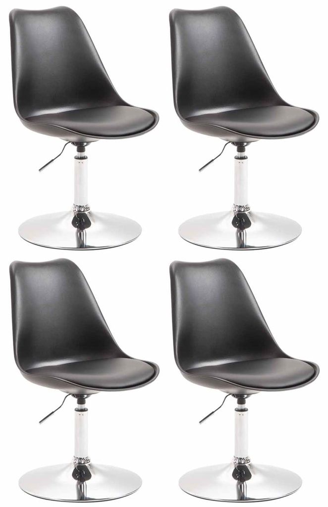 CLP 4er Set Esszimmerstühle Maverick Kunststoff drehbar und stufenlos verstellbar schwarz Gestell Farbe chrom