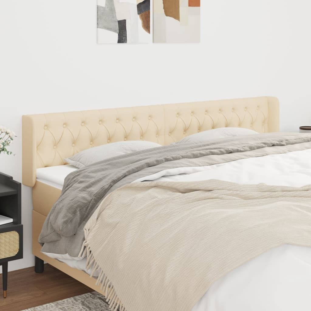 The Living Store Kopfteil mit Ohren Creme 203x16x78/88 cm Stoff