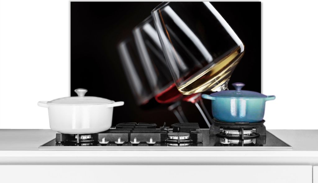 KitchenYeah Spritzschutz Küche - Küchenrückwand - Wandschutz für Herd und Spüle - Weinglas - Wein - Alkohol 60x40 - Alu-Dibond (Alternative...