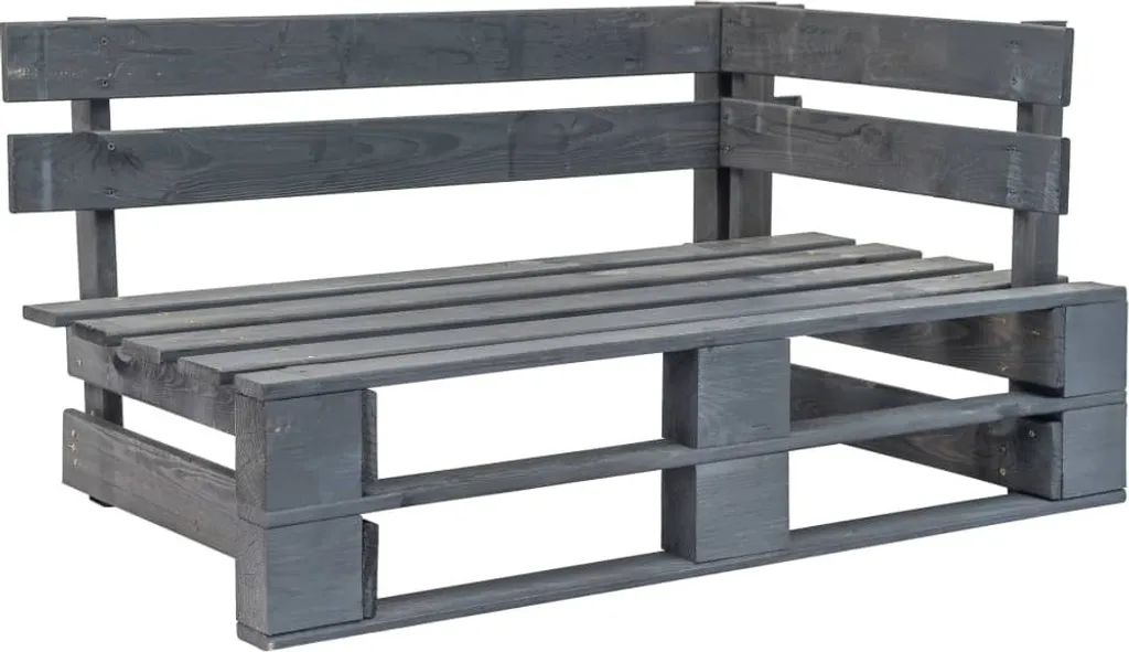Panchina Angolare in Legno Grigio per Esterni - Finitura Artigianale
