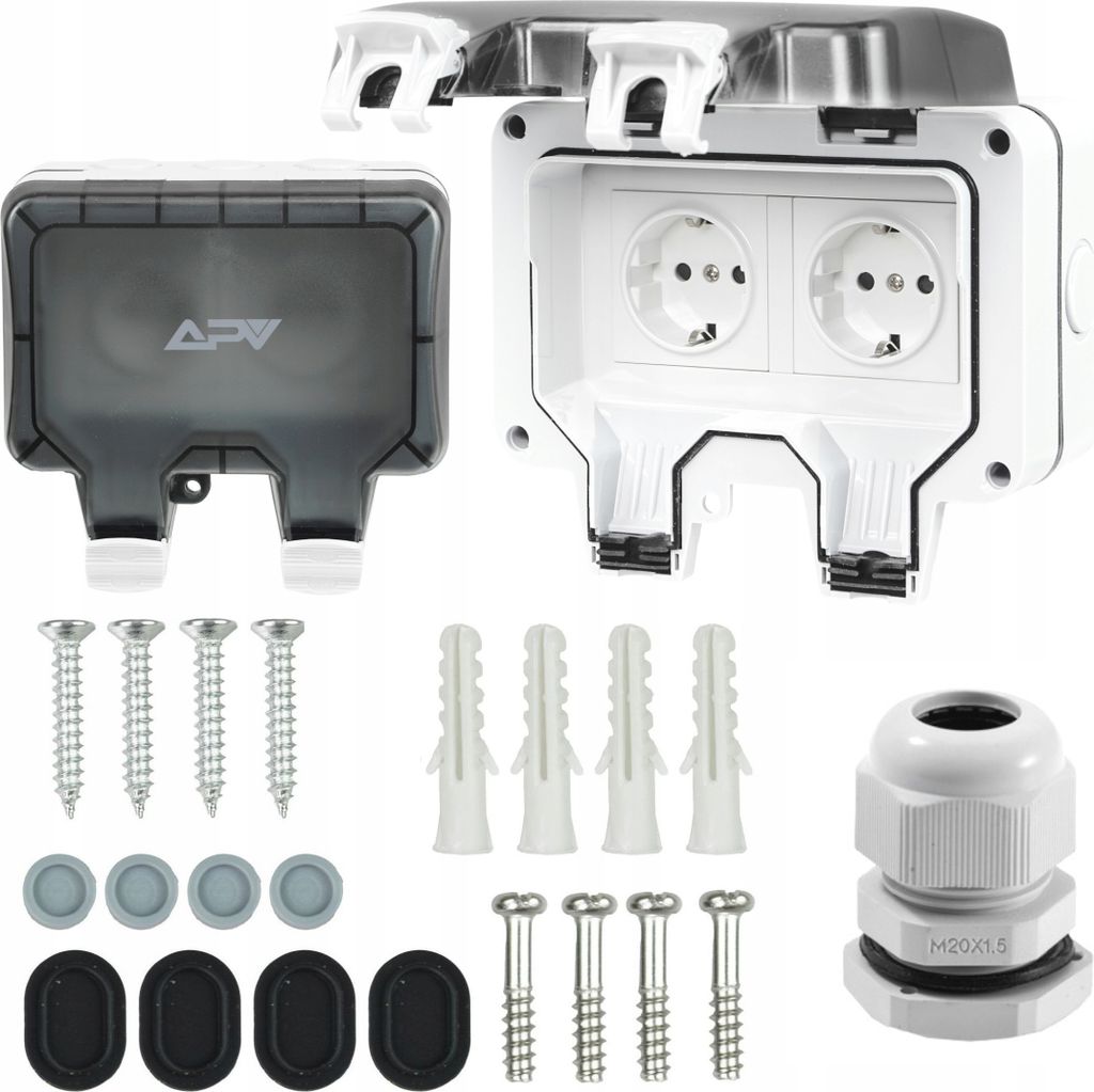 IP66 Steckdose 2-Fach Aufputz Wandsteckdose Gartensteckdose Produktbild 