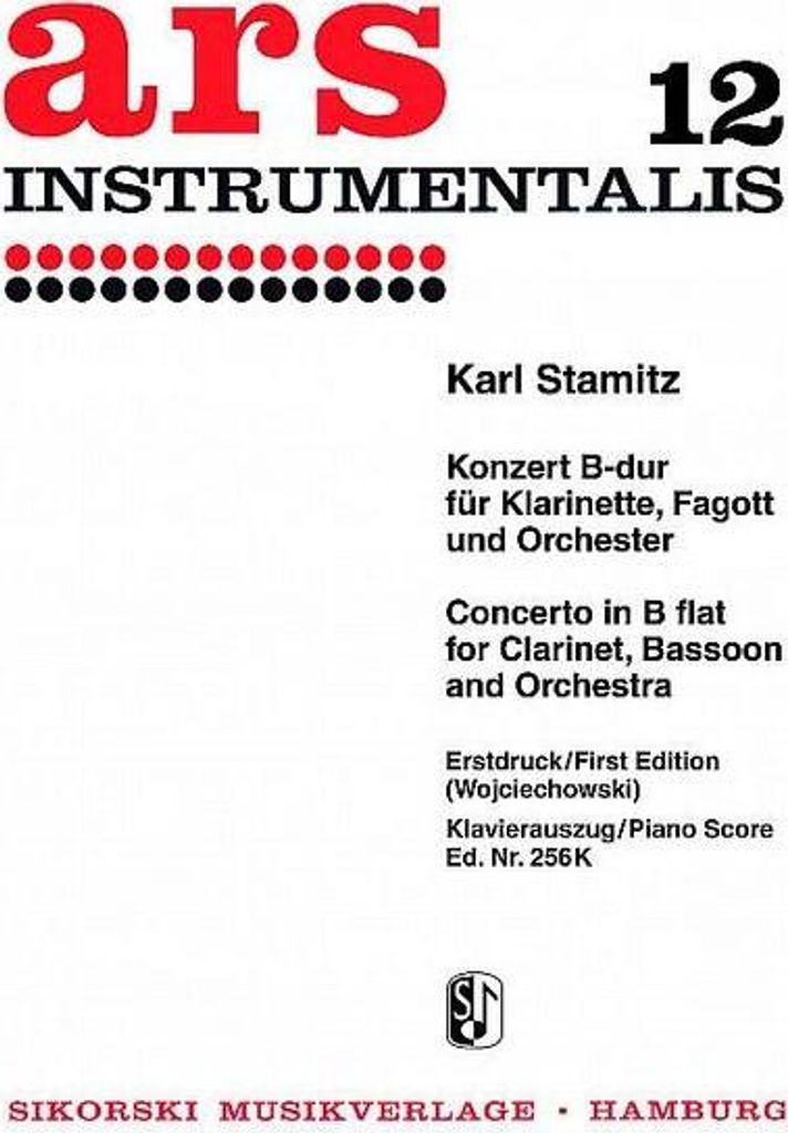Konzert B-Dur für Klarinette, Fagott und Orchesterfür Klarinette, Fagott und Klavier