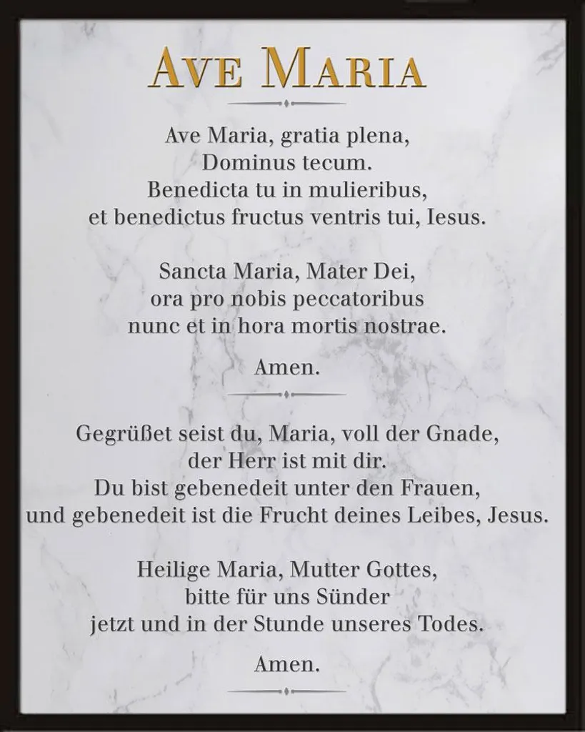 Décoration de Bureau Ave Maria Mini Poster Blanc et Cadre Noir Shinsuke