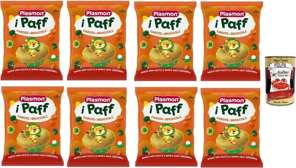 Plasmon snack Carote e broccoli 8x 15g + Italian Gourmet polpa 400g