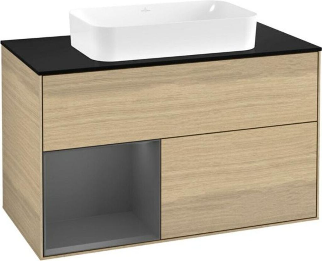 V&B Waschtischunterschrank Wandbeleuchtung Finion 100x60,3 cm, Reg li Anthrac. m, Oa ven