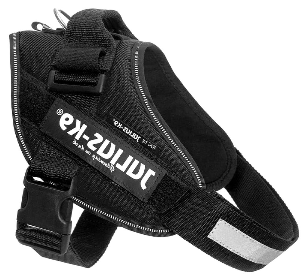IDC Powergeschirr, L, Schwarz - Reflektierendes Hundegeschirr mit Logo-Feld, verstellbar, atmungsaktiv, Bewegungsfreiheit, , für kleine, mittlere ...