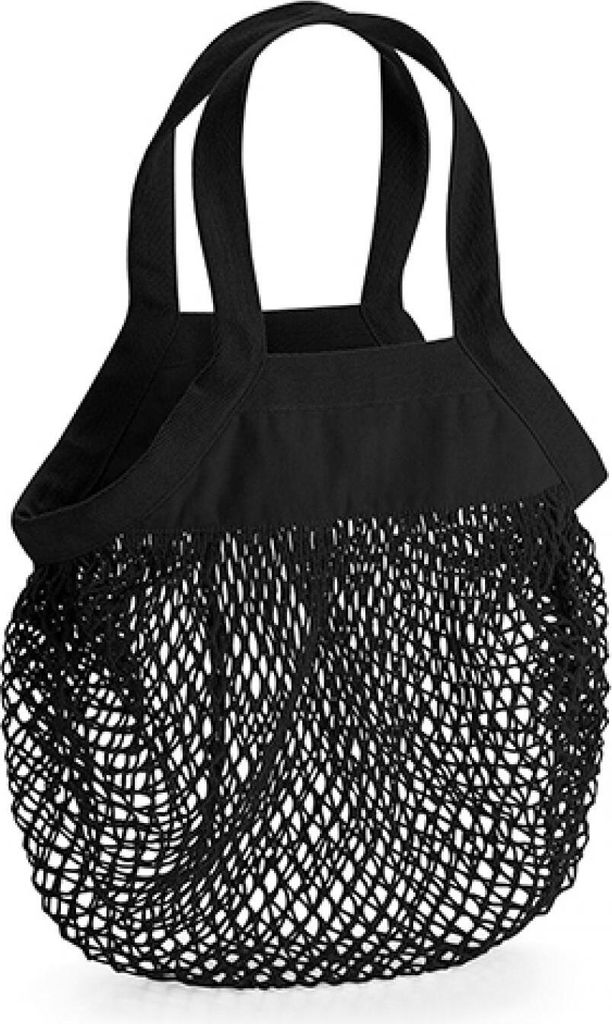 Westford Mill W151 | Organic Baumwolle Mini Mesh Grocery Bag - 100% Baumwolle - Farbe: Black - Größe: 34 x 12 cm