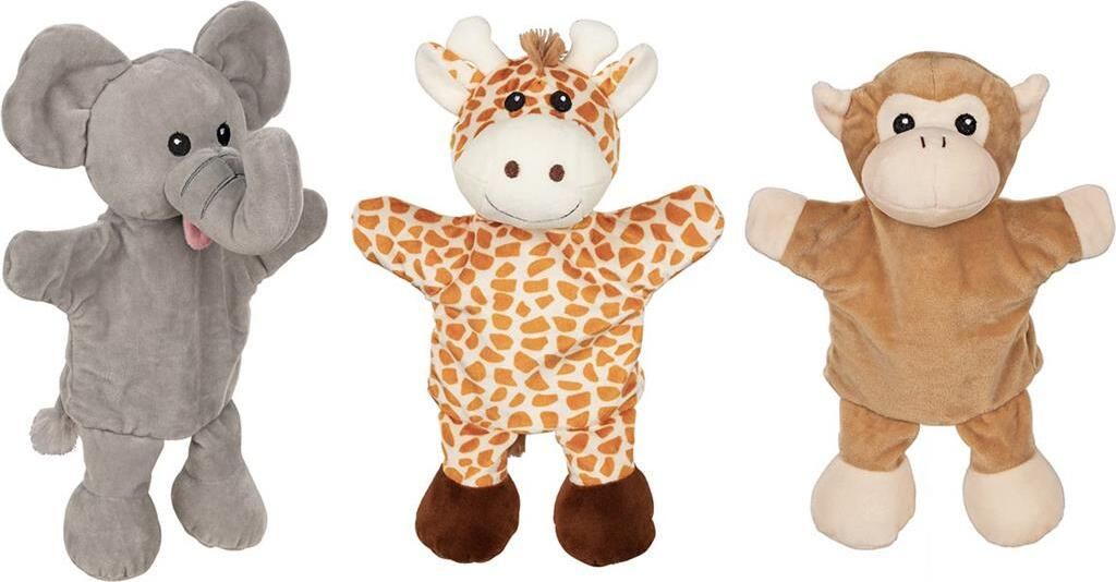 Handpuppen Giraffe, Affe und Elefant (mit Beinen)