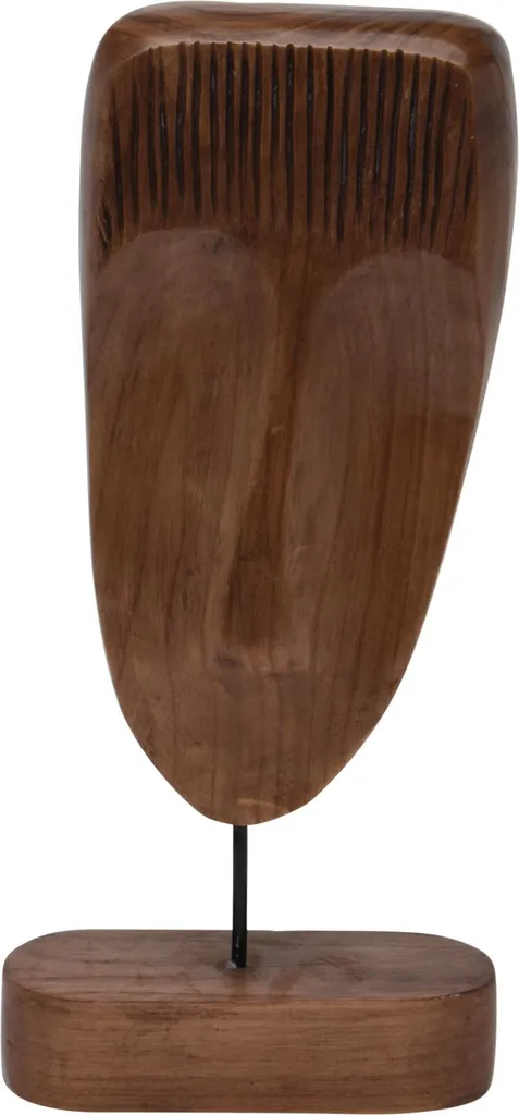 Objet de décoration design en bois brun foncé forme allongée Tuma 44 cm