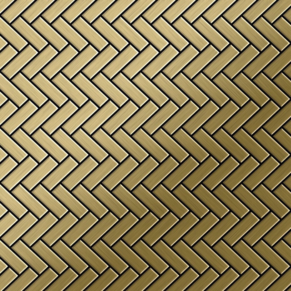 Mosaik Fliese massiv Metall Titan gebürstet gold 1,6mm Produktbild 