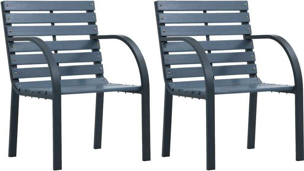 Gartenstühle 2 Stk. Grau Tannenholz Pulverbeschichteter Stahl