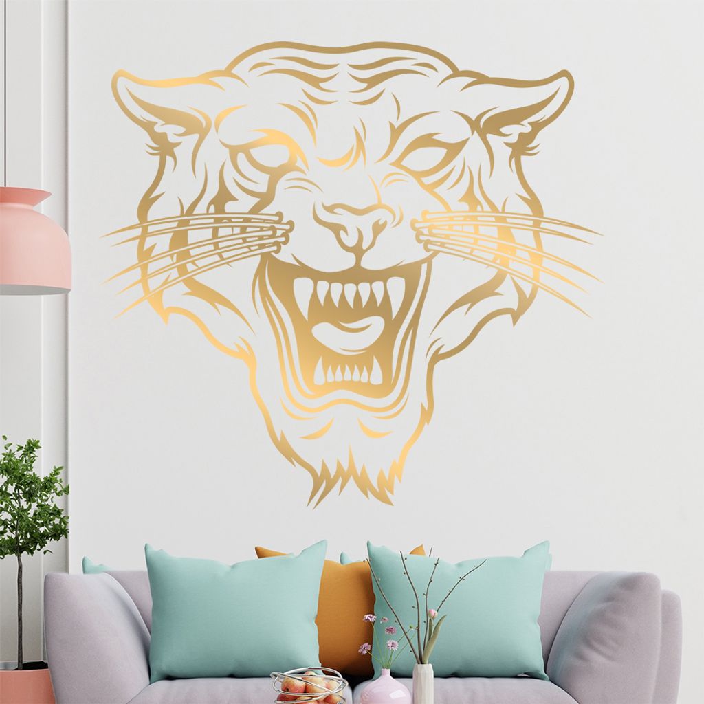 KIWISTAR Tiger Aggression bruellend Grosskatze Wandtattoo in 6 Größen - Wandaufkleber Wall Sticker - Dekoration, Küche, Wohnzimmer, Schlafzimmer...