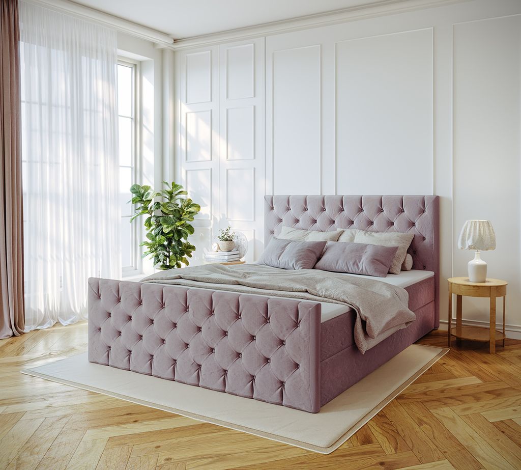 Kaiser Möbel Kontinentalbett Mars Mit Bettkasten Stoff Riviera - LILA 140X200 CM