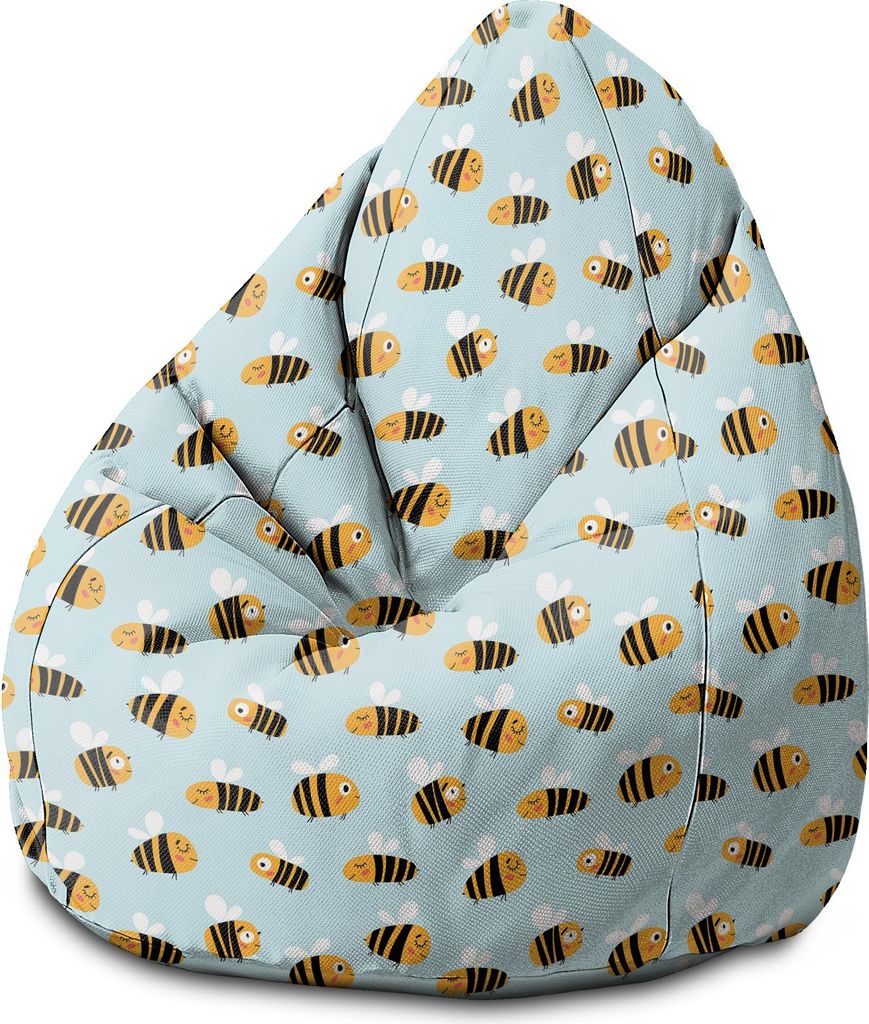 Dreamroots Sitzsack Kinder mit füllung, Bodenkissen Kinder Sitzsack, Sitzsack Kinderzimmer 70x70x105 cm, Sitzkissen Boden Kinder, Bee Life