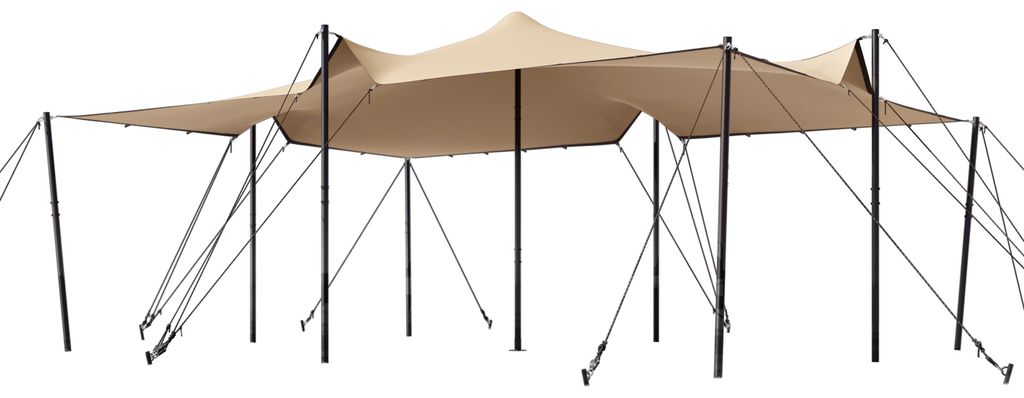 TOOLPORT Stretchzelt 4,5x6m wasserdichte Polyesterplane mit Stahlpfosten Set für flexible Outdoor Events