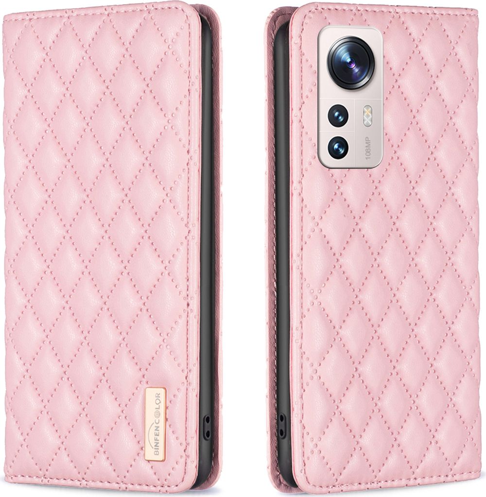 Xiaomi 12 Lite Hülle, Elegant Bookstyle Flip Leder Kartenfächer Schutzhülle mit Ständer für Xiaomi 12 Lite Pink