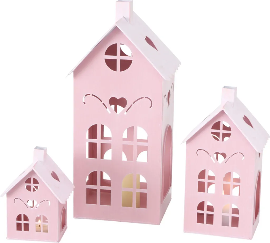 Lanterne Decorative KUFSTEIN Rosa - Set 3 Casette Portacandele Design - 1