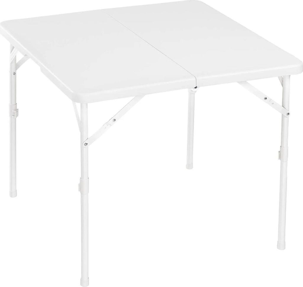 Quadratischer Klapptisch - Campingtisch - 86 cm Quadratisch - In Der Mitte Faltbar - Tragegriff - Verriegelung - Metallrahmen - Beige