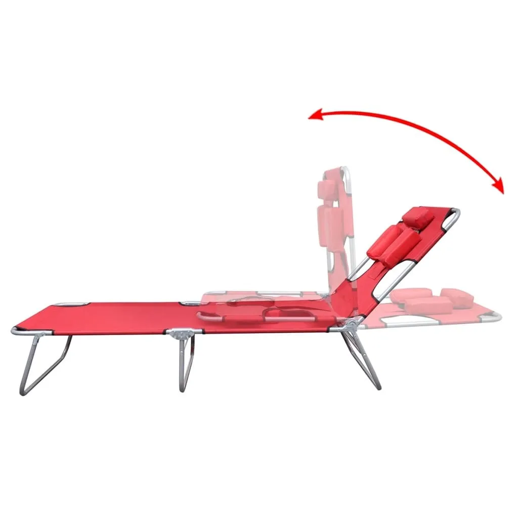 Lettino Prendisole SYFAX™ Rosso | Design Pieghevole Acciaio Top - 2