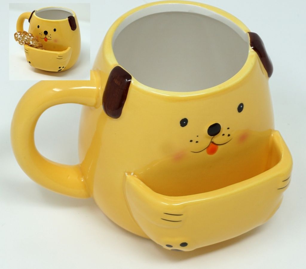Kaffeetasse 400 ml Kaffebecher Hund mit Keksfach Keksbecher Cookies Keks Ablage