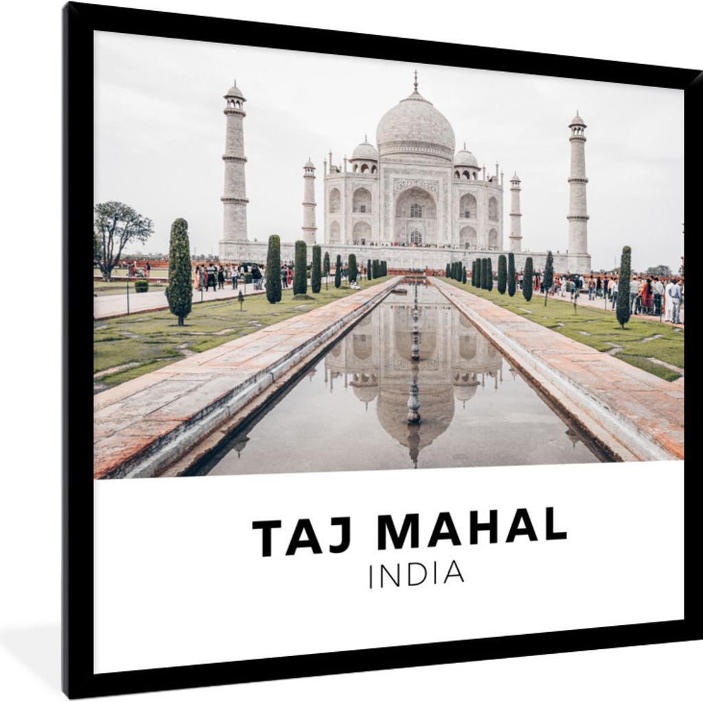 MuchoWow Gerahmtes Poster Indien - Taj Mahal - Architektur 40x40 cm - Poster mit Schwarzem Bilderrahmen Wandposter Rahmen Foto Bilder - Mit Rahme...