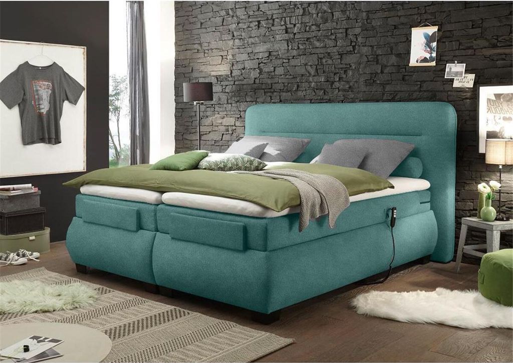 Boxspringbett 180x200 cm elektrisch verstellbar EDIRNE-09 in Uran 05 denim