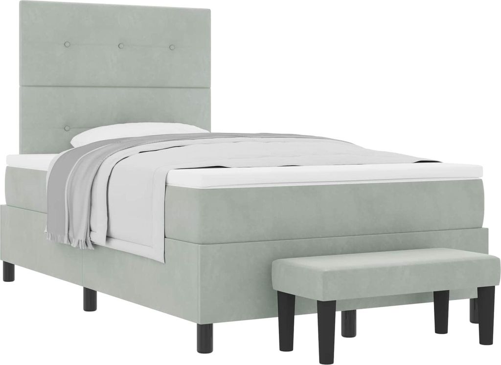 vidaXL Boxspringbett mit Matratze Hellgrau 120 x 190 cm Samt