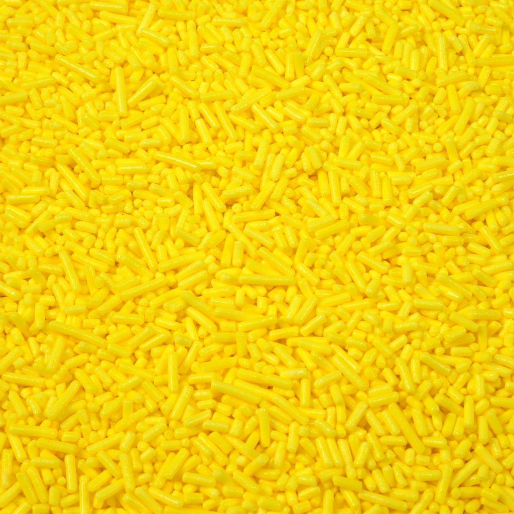 Streuselheld Jimmie`s Gelb 80g Streusel zum Dekorieren und Verzieren von Gebäck aller Art wie Torten Kuchen Keksen Zuckerstreusel