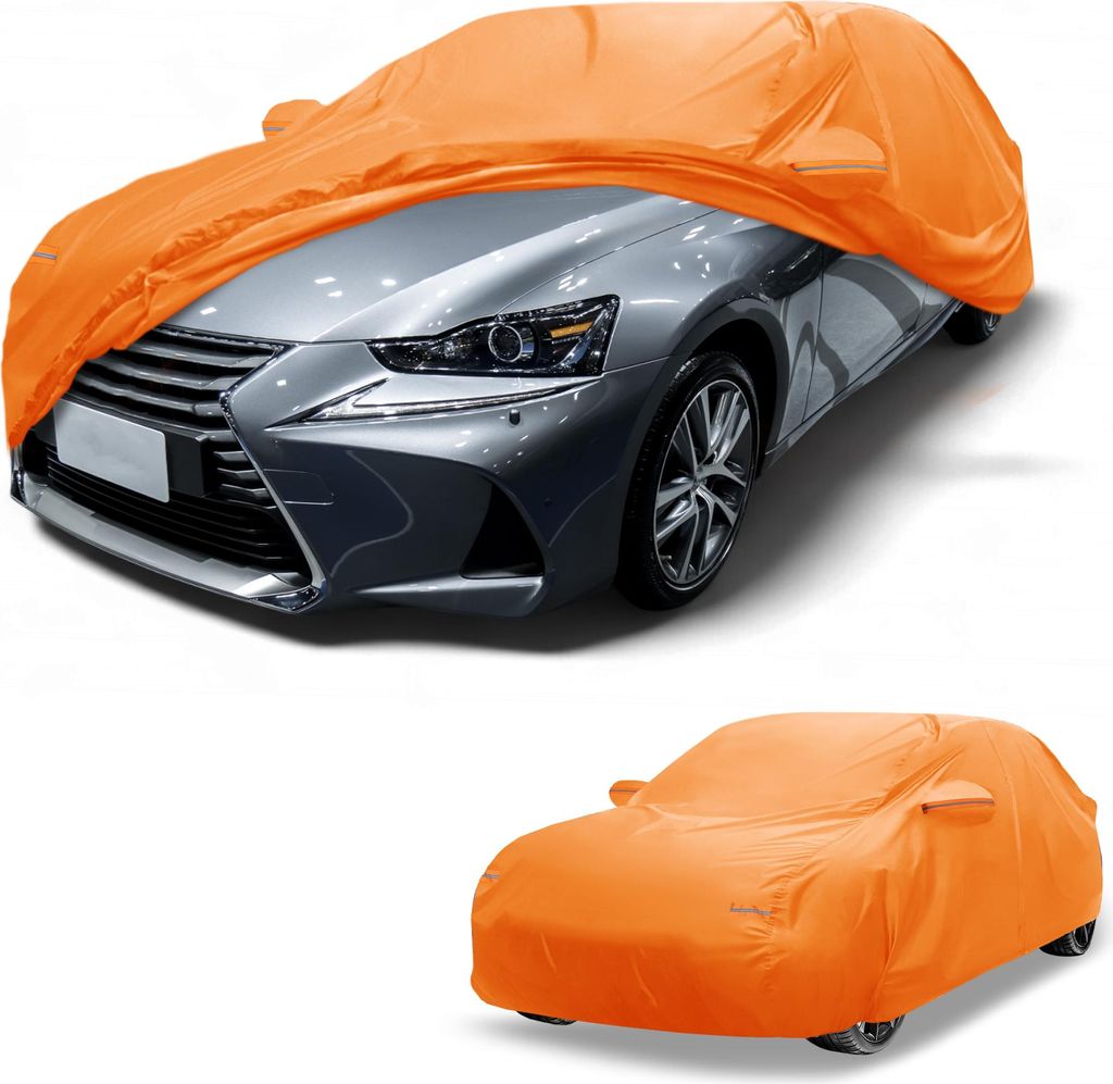 Autoabdeckung Wasserdicht Alle Wetter Automobil Au?en Vollst?ndige Au?enabdeckung fš¹r Lexus IS Aluminiumfolie Baumwolle Orange mit Reflektierend...