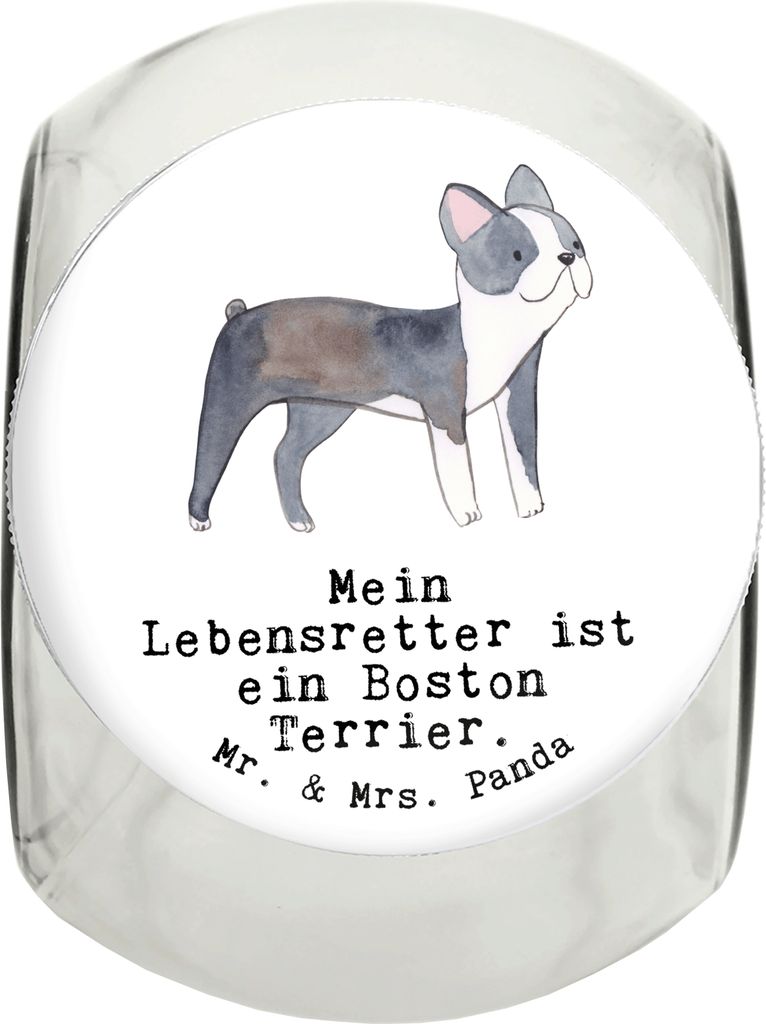 Mr. & Mrs. Panda Dose Boston Terrier Lebensretter XL 2000ml - Weiß - Geschenk, Aufbewahrungsdose, schraubglas, glasbehälter, Vorratsbehälter, Ke...
