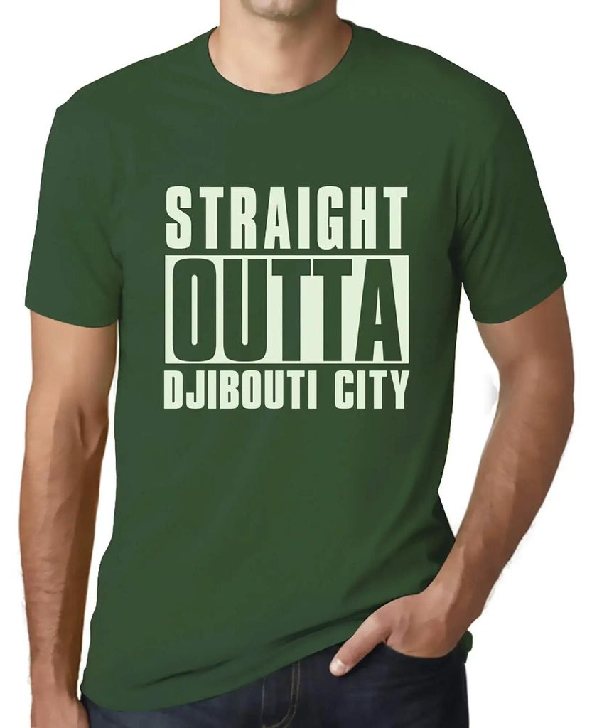 Herren Grafik T-Shirt Direkt aus Dschibuti-Stadt – Straight Outta Djibouti City – Öko-Verantwortlich Vintage Jahrgang Kurzarm Lustige Druck Ge...