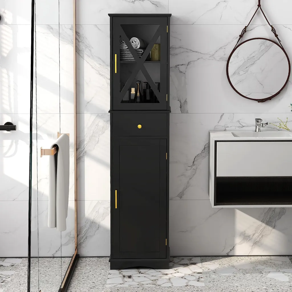 Rangement salle de bain vertical noir pour optimiser les petits coins - 9