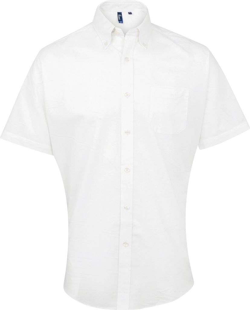 Premier Signature Herren Oxford-Hemd / Arbeitshemd, kurzärmlig RW2817 (51cm) (Weiß)