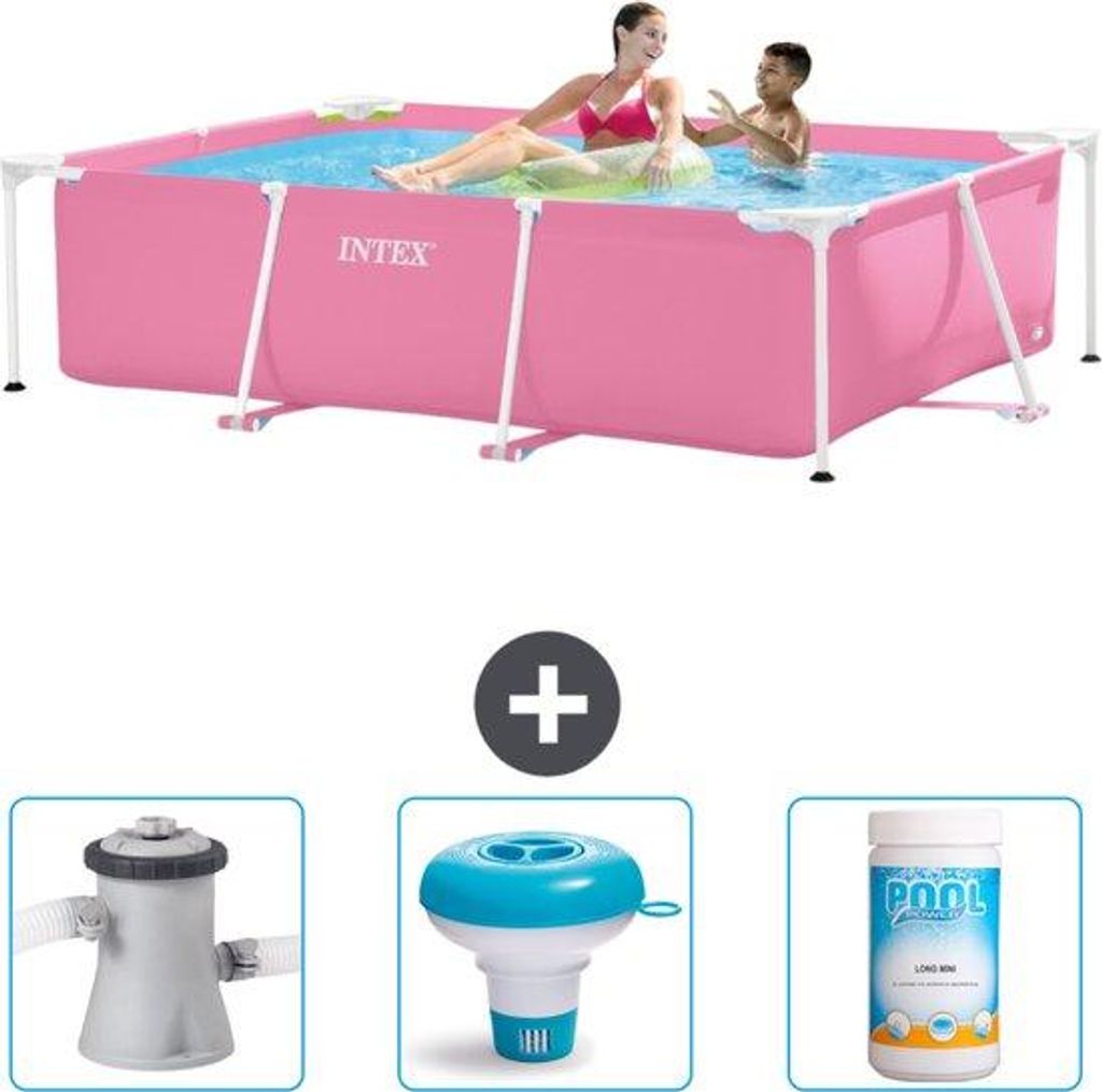 Rechteckiges Schwimmbeckenrahmen - 220 x 150 x 60 cm - Rosa Produktbild 