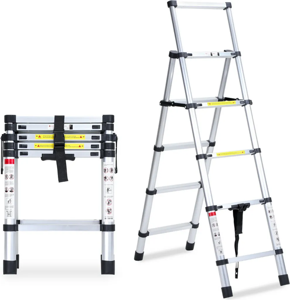 Yakimz Escabeau télescopique pliant en aluminium réglable 1,4m et 1,7m