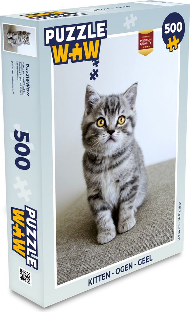 MuchoWow Puzzle 500 Teile Kätzchen - Augen - Gelb - Mädchen - Kinder - Jungen - Kinder - Denken - Spiel - Toy