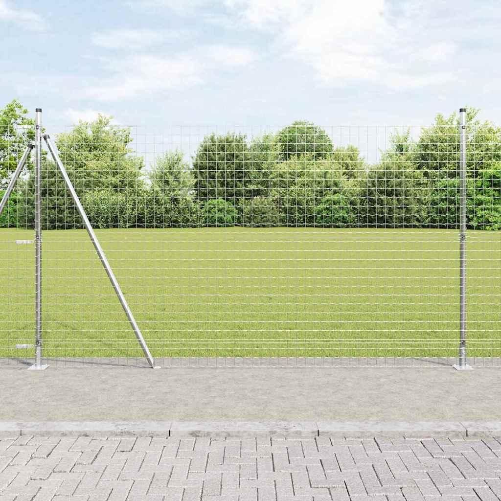 Zaun mit Pfosten Silber 1,4 x 10 m Stahl