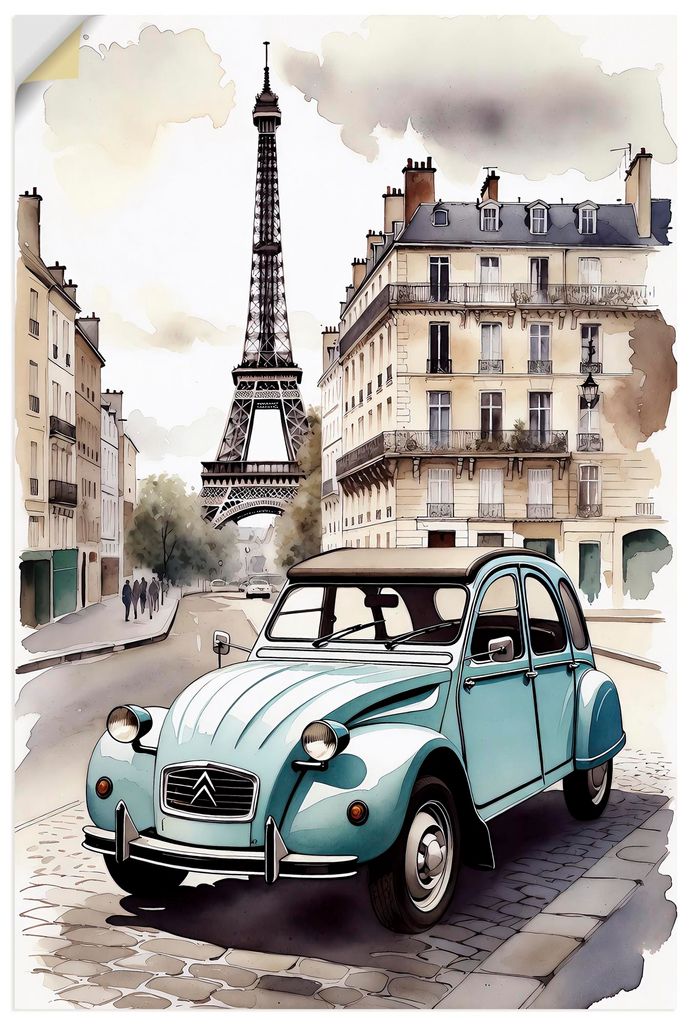 ARTland Wandbild, selbstklebend 2CV - die bekannte Ente Größe: 60x90 cm