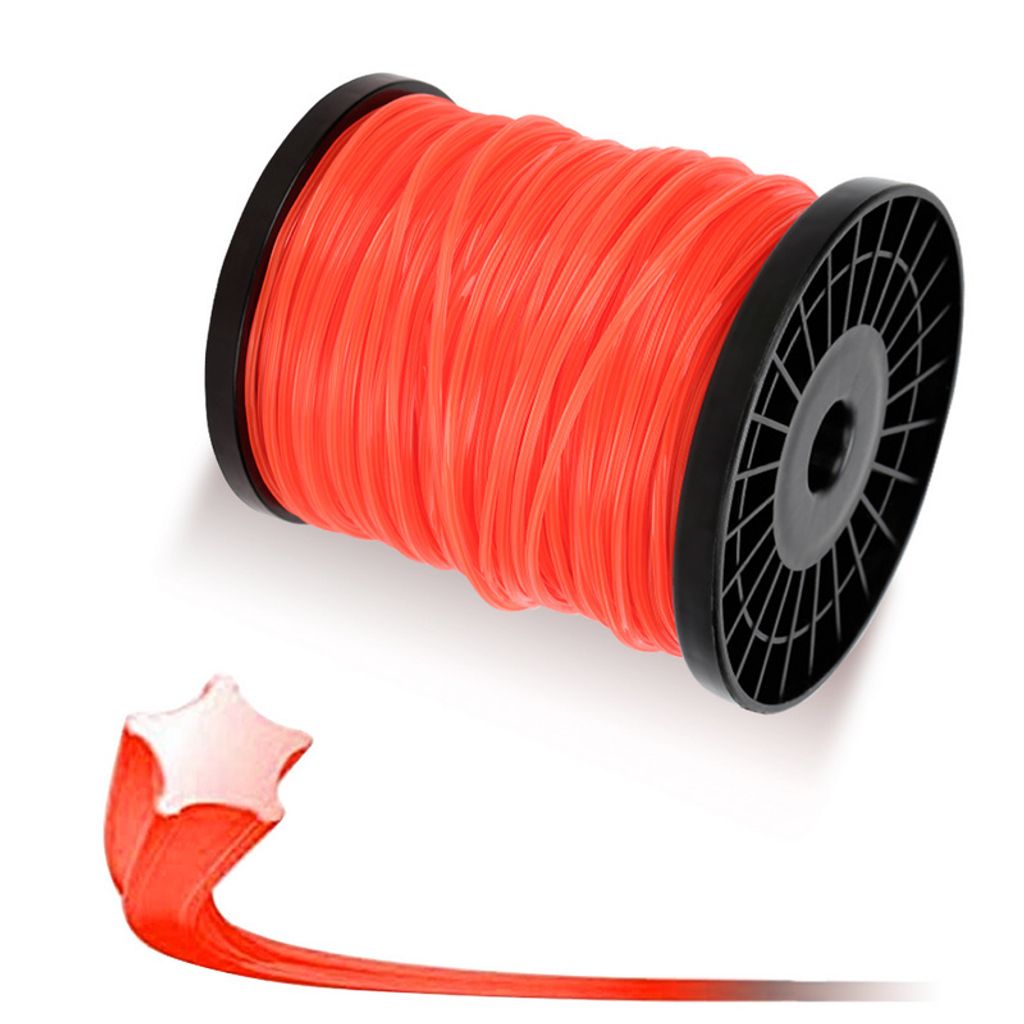 Mähfaden Nylon Stern 2.4mm Faden Durchmesser 100M Trimmerfaden für Trimmer Rolle Orange
