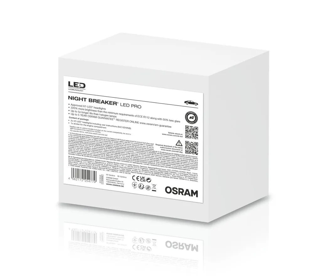 OSRAM H7 NIGHT BREAKER LED +220% Set de 2 Ampoules Homologuées StVZO