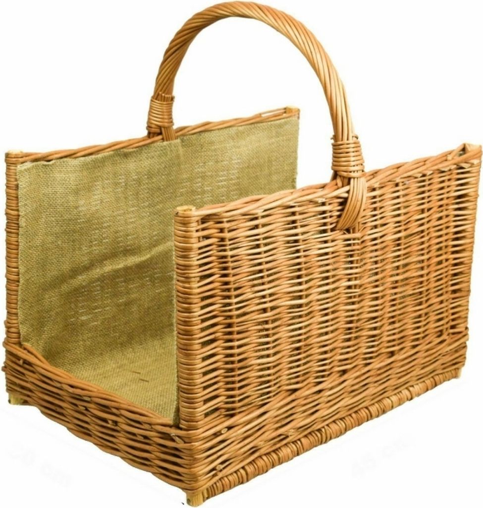 Kaminkorb Holzkorb Kaminholzkorb aus Weide mit Jute 45 cm Produktbild 