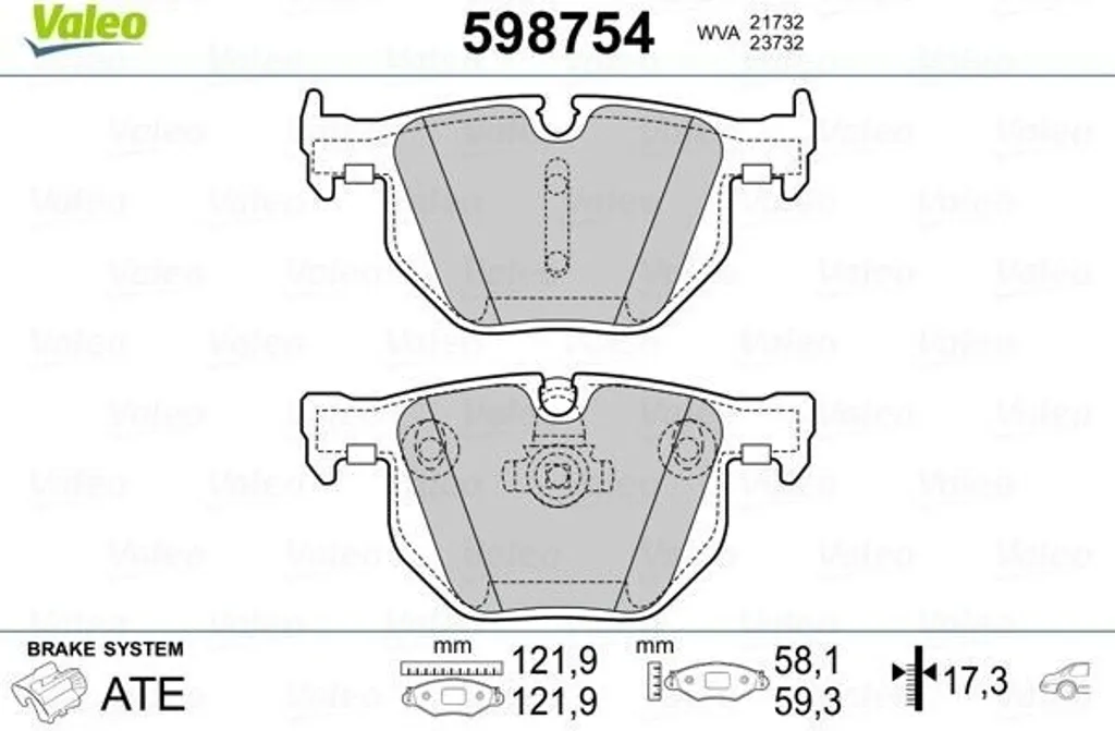 Plaquettes de Frein Arrière Valeo pour BMW Série 5 E60 et X1 E84 - Jeu de 4