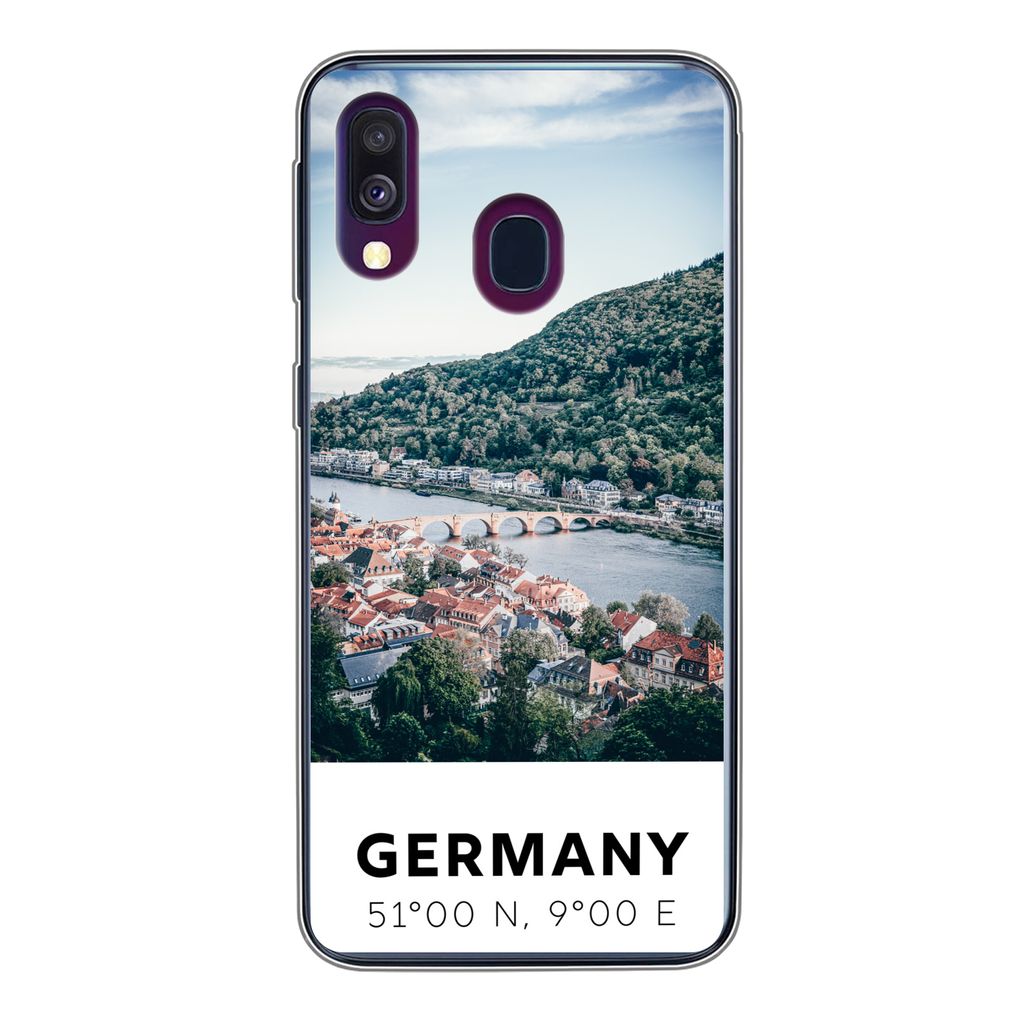 MuchoWow Handyhülle Schutzhülle Hülle für Samsung Galaxy A40 Deutschland - Heidelberg - Sommer Silikon Softcase Handy Hülle - Handy-Tasche